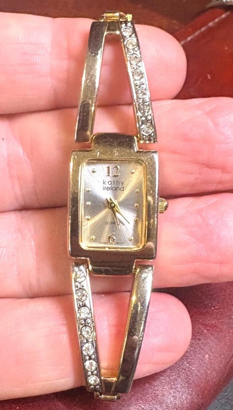 Gold Tone 17mm KLathy Ireland Watch, Crystal Accents, Expansion Band